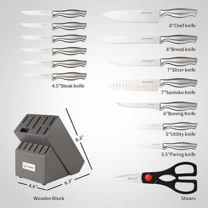 Kitchen Knife Set, 15 Pieces