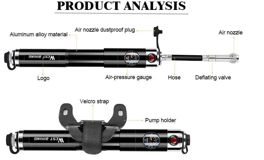 WEST BIKING Bicycle Pump Hand